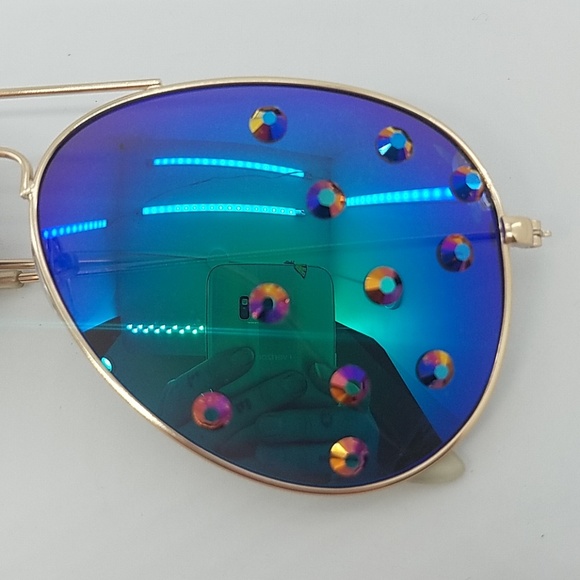 Swarovski rhinestone mirror AVIATORS new - Picture 2 of 3